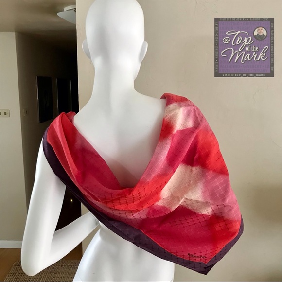 VALENTINO Silk Scarf Geometric VINTAGE - Picture 8 of 14